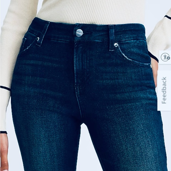 Express 70's Flare Midrise Flexx Hyper Stretch with Raw Hem in Dark Wash Small L - Picture 4 of 10